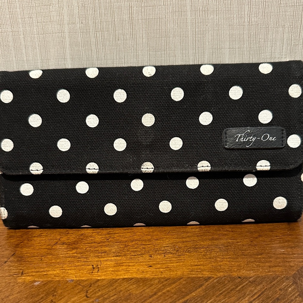 Thirty-One Black Wallet with White Dots